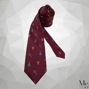 JACK & JONES Burgundy Chrismas Themed Polyester Tie W: 2.75" EX CD